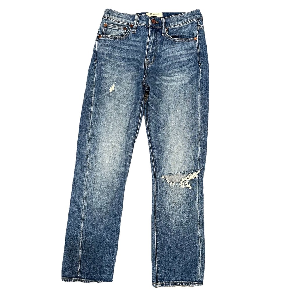 Madewell Straight Crop Distressed denim jeans Medium Wash Womens 26‎
